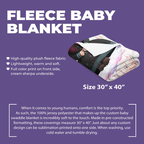 Personalized Fleece Baby Blanket – Princess Anna Style | Custom Name & Birthday Fairytale Background